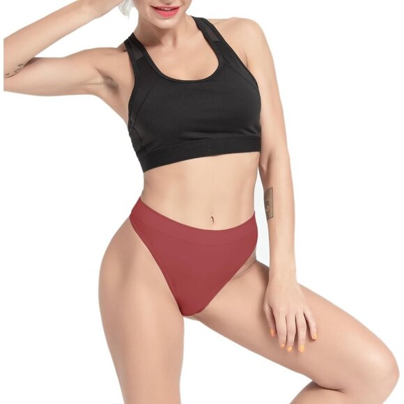 Women's Seamless Thong Panties Breathable Cotton Liner High Waist Underwear - Picture 2 of 6